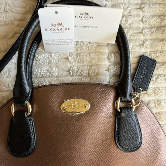 Coach Two-Tone Black and Brown Satchel - Picture 6 of 9
